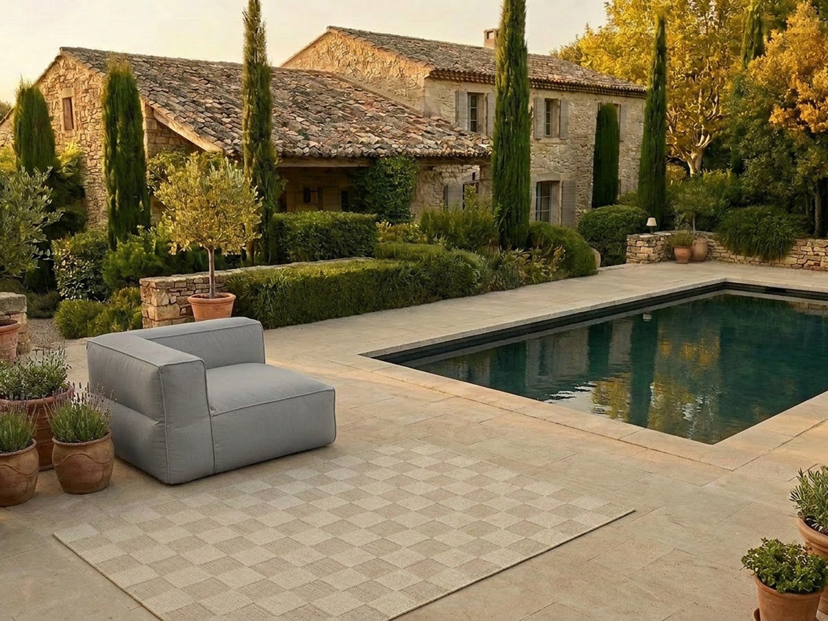 Angle pour canapé de jardin modulable GIULIA avec bâche de protection gris foncé — vue 4