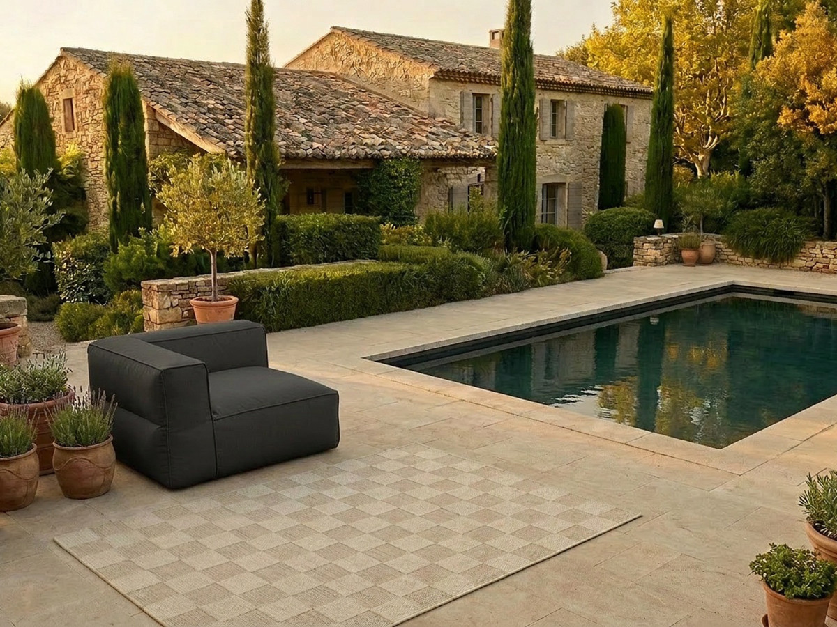 Angle pour canapé de jardin modulable GIULIA avec bâche de protection noir — vue 4