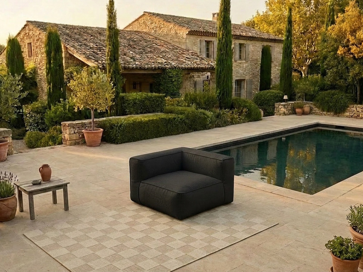 Angle pour canapé de jardin modulable GIULIA avec bâche de protection