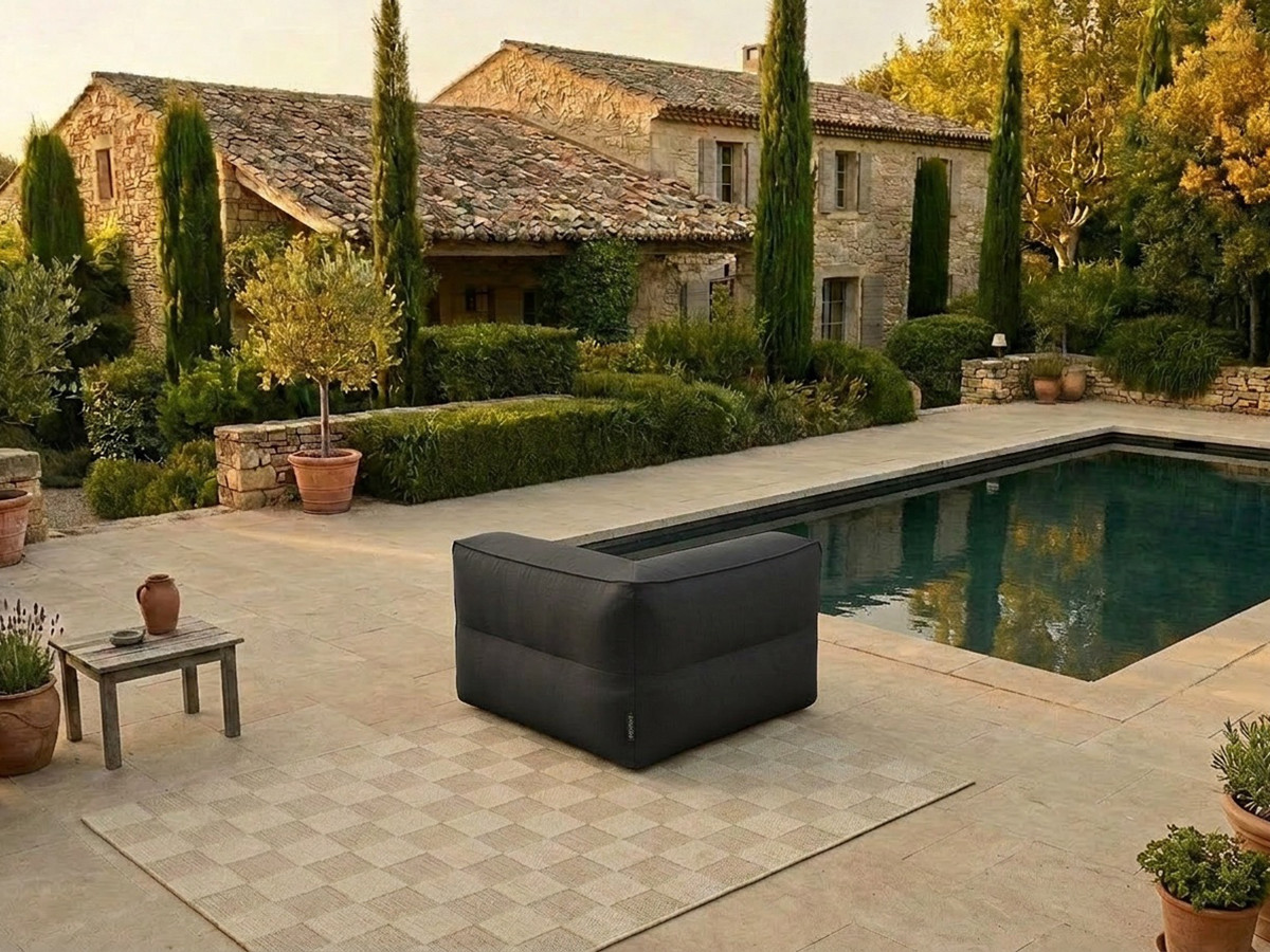 Angle pour canapé de jardin modulable GIULIA avec bâche de protection noir — vue 5