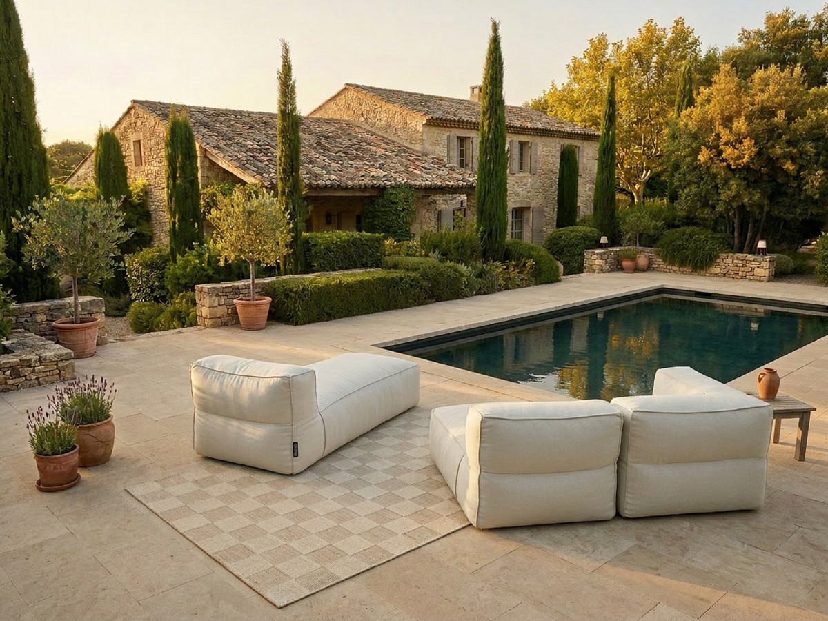 Canapé de jardin modulable GIULIA avec bâche de protection, beige — vue 5