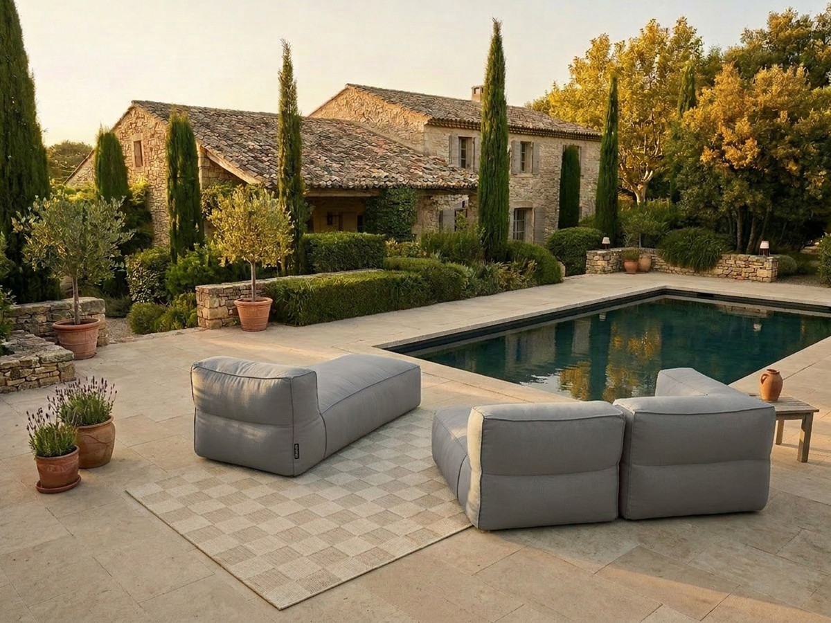 Canapé de jardin modulable GIULIA avec bâche de protection, gris foncé — vue 5