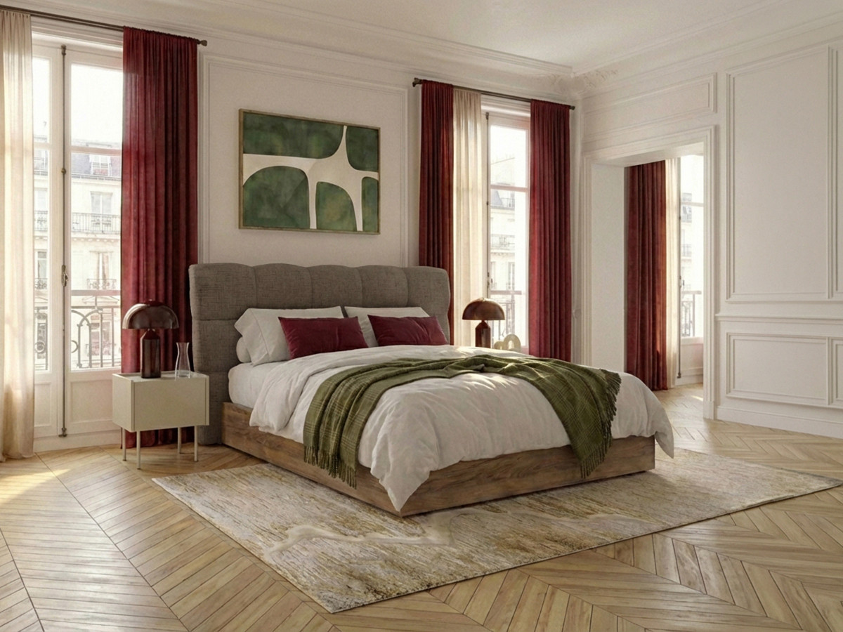 Lit coffre KUMO texturé taupe — vue 5