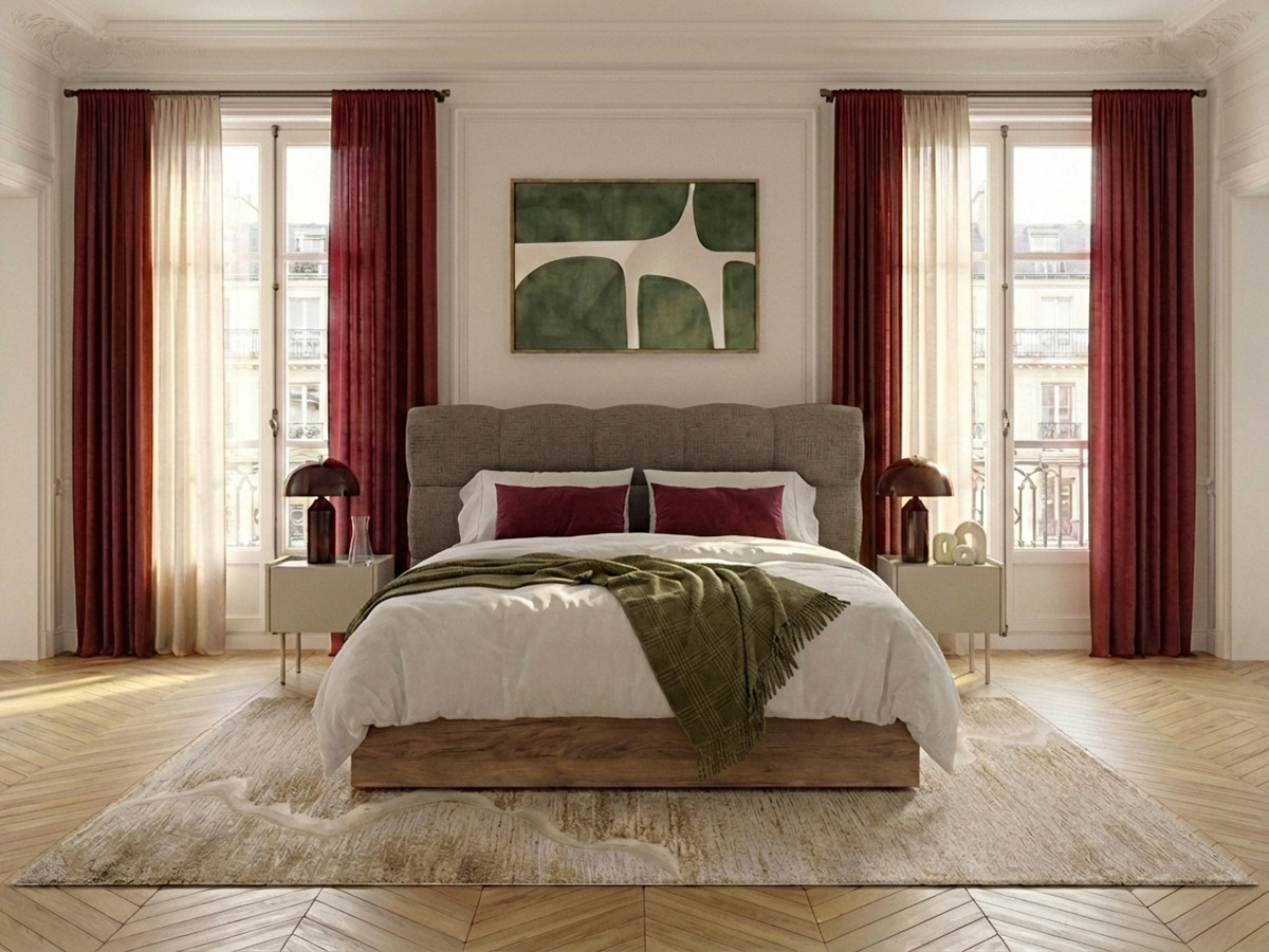 Lit coffre KUMO texturé taupe