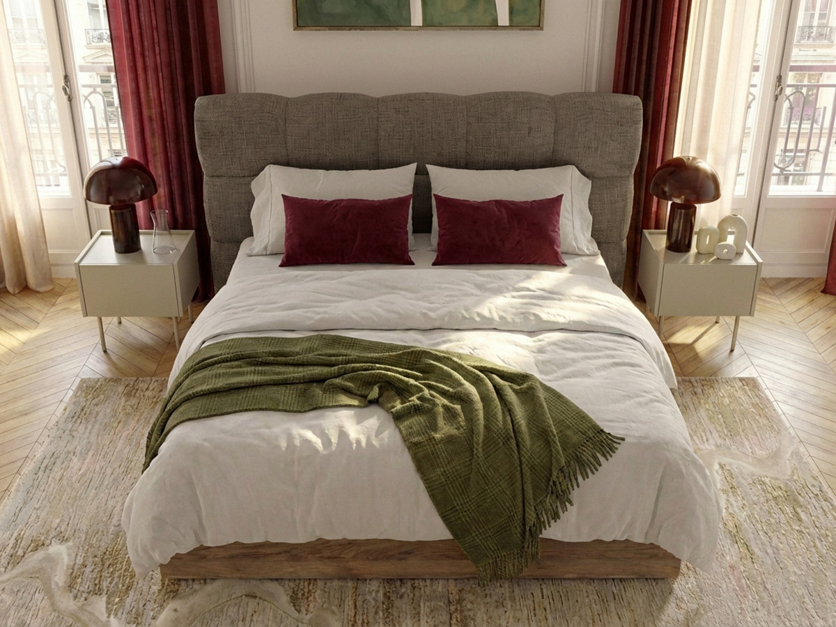 Lit coffre KUMO texturé taupe — vue 6