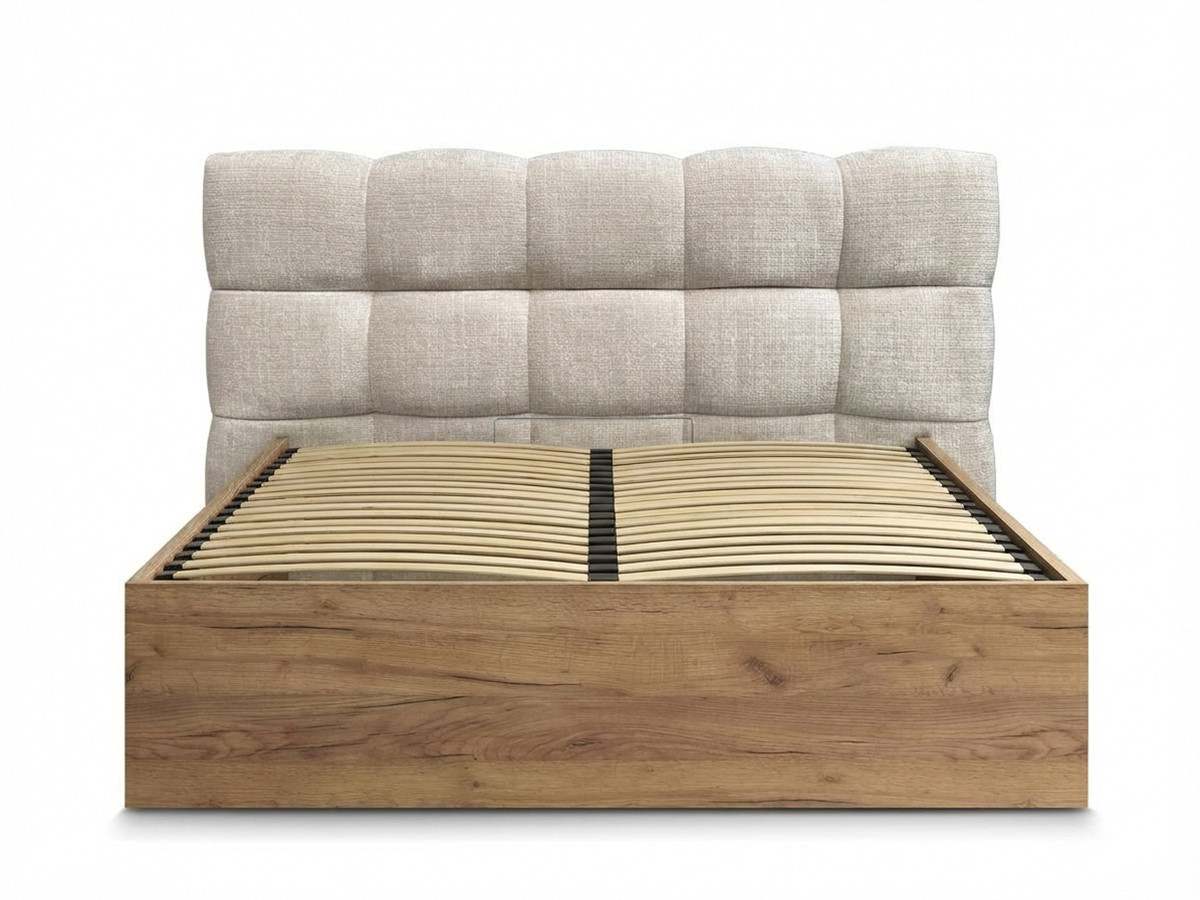 lit coffre kumo tissu texturé de couleur beige