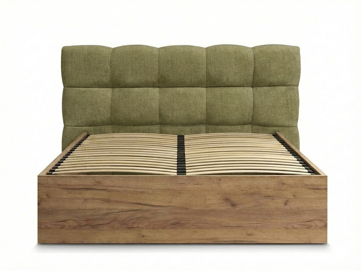 lit coffre kumo tissu texturé de couleur vert