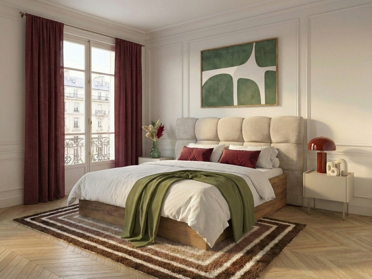 Lit coffre KUMO texturé beige — vue 5