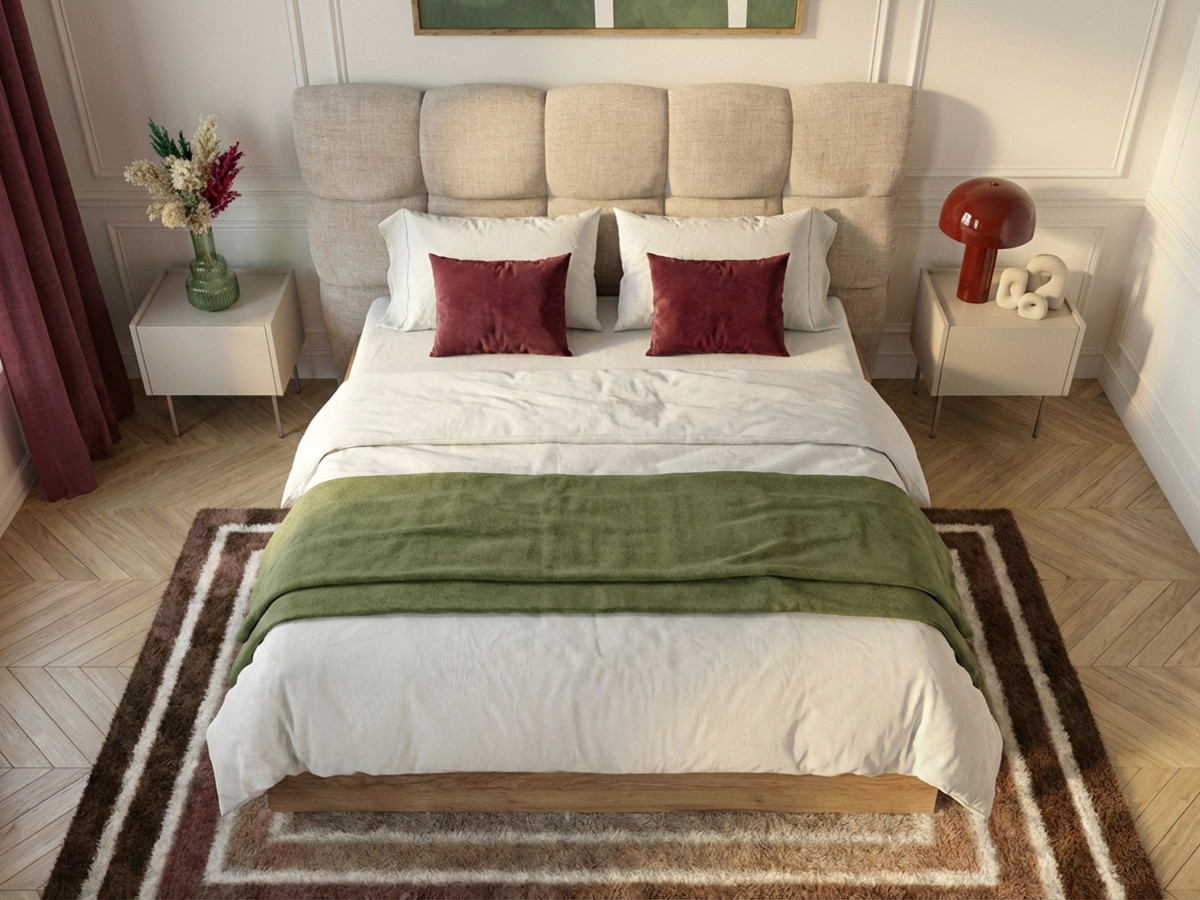 Lit coffre KUMO tissu texturé