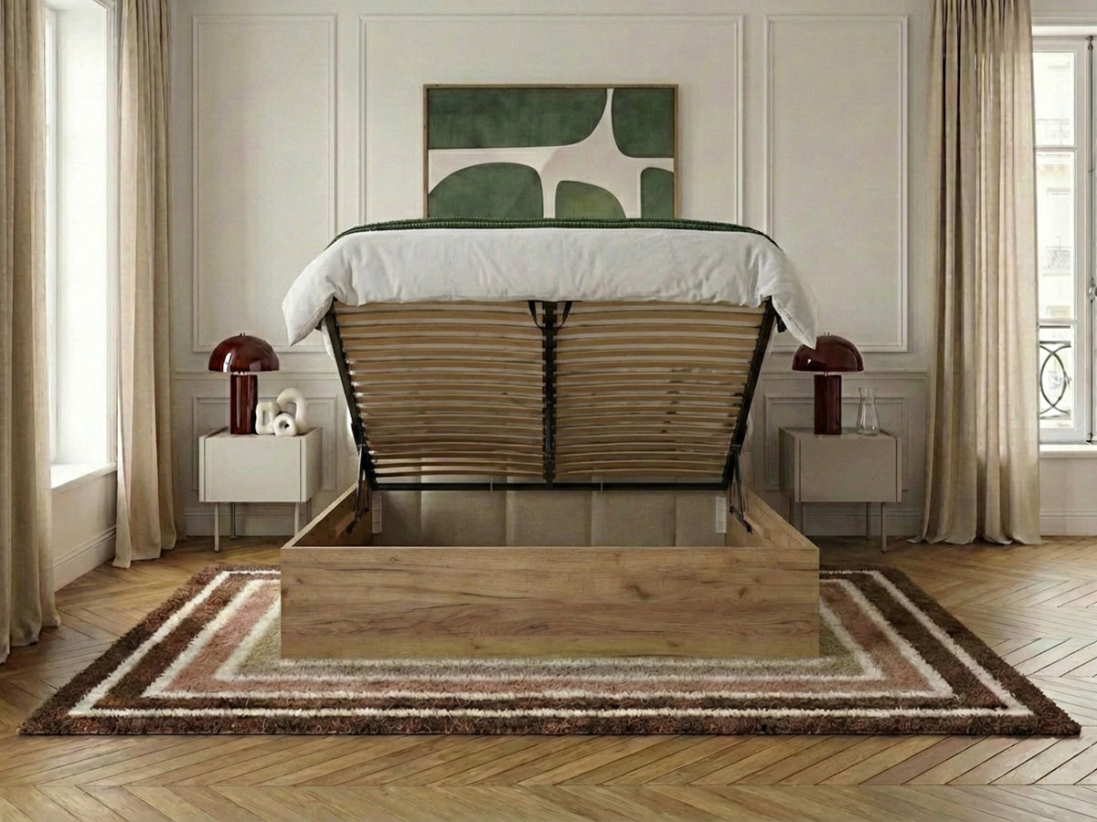 Lit coffre KUMO texturé beige — vue 6