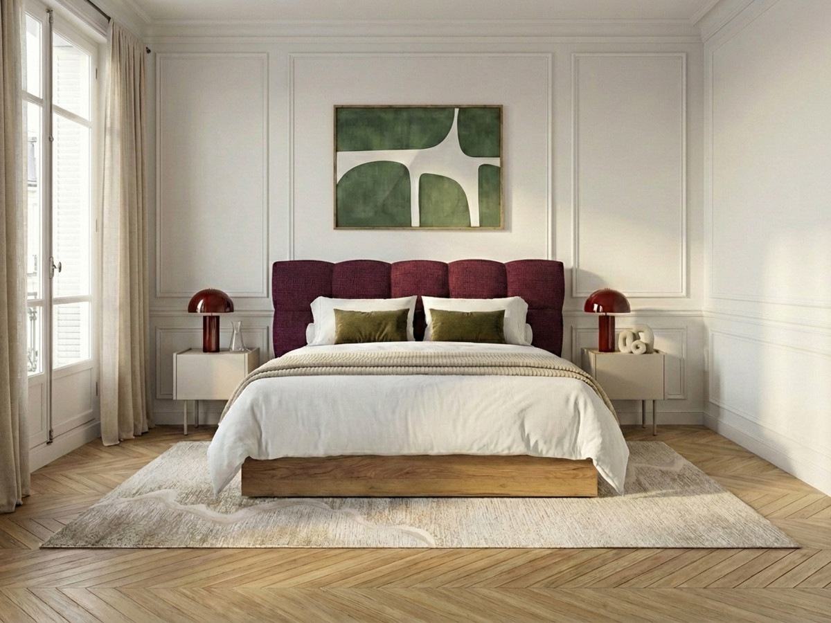 Lit coffre KUMO texturé rouge