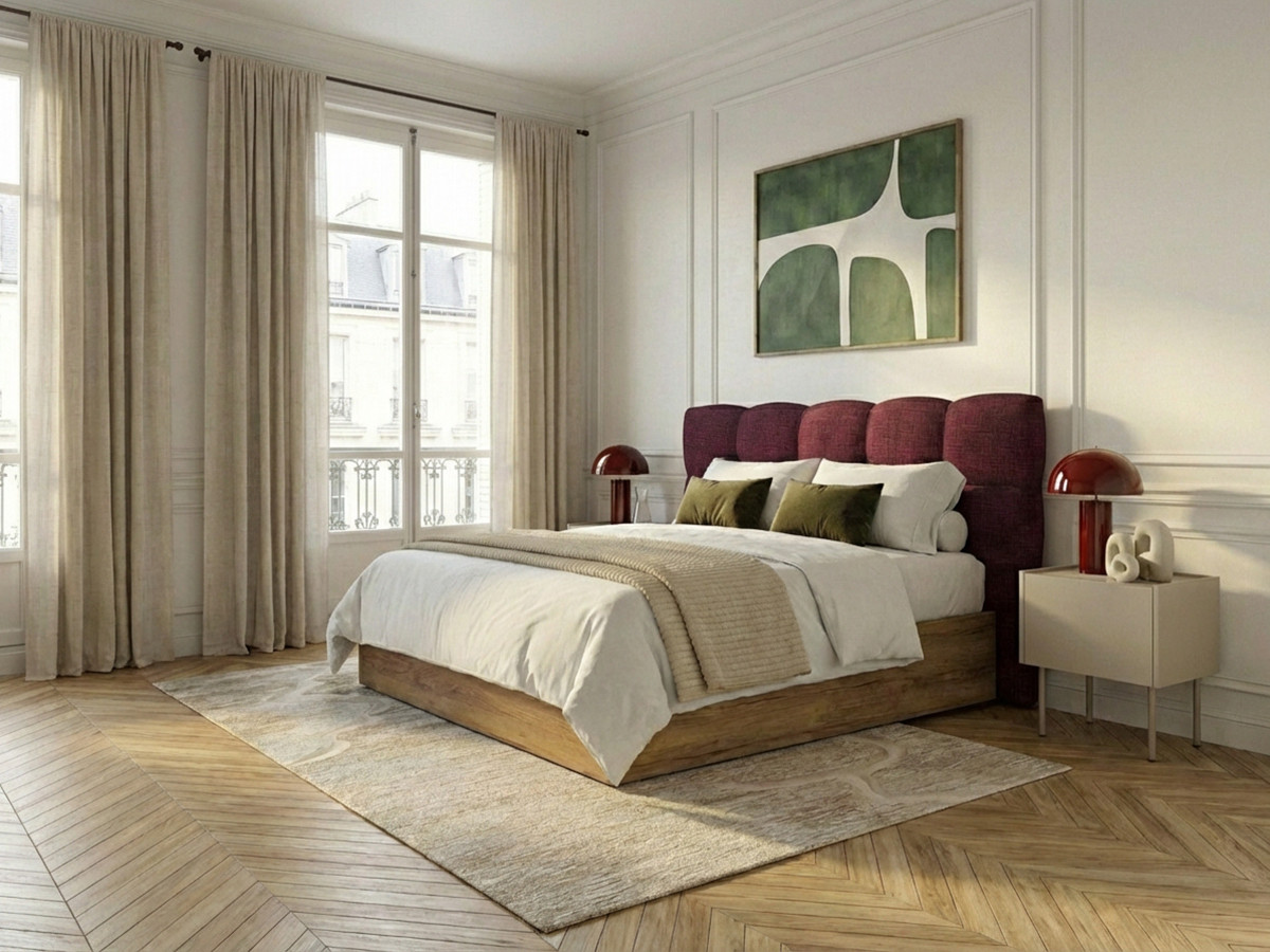 Lit coffre KUMO texturé rouge — vue 5