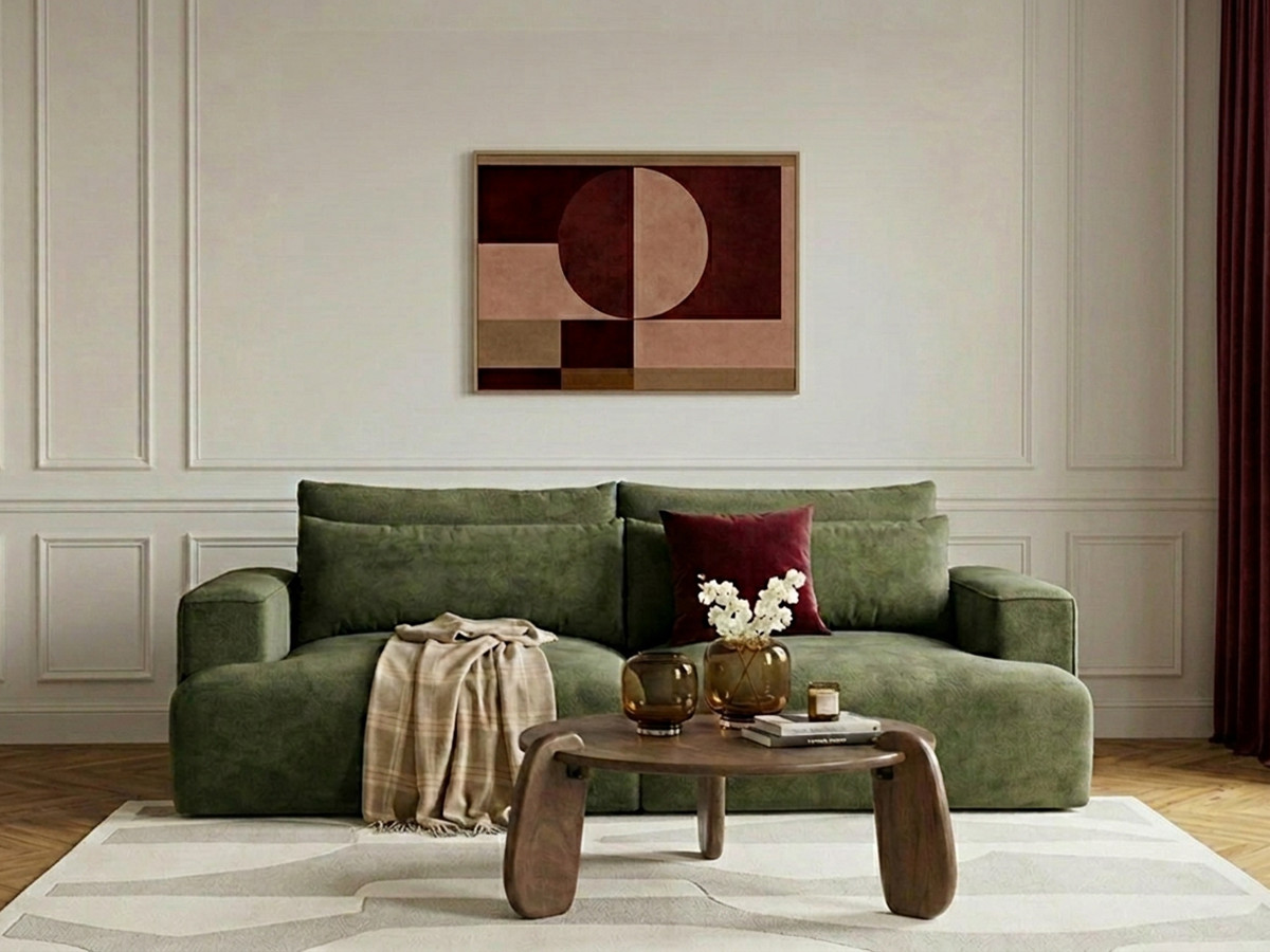 Canapé droit 3 places assise profonde TWINY lisse vert — vue 4