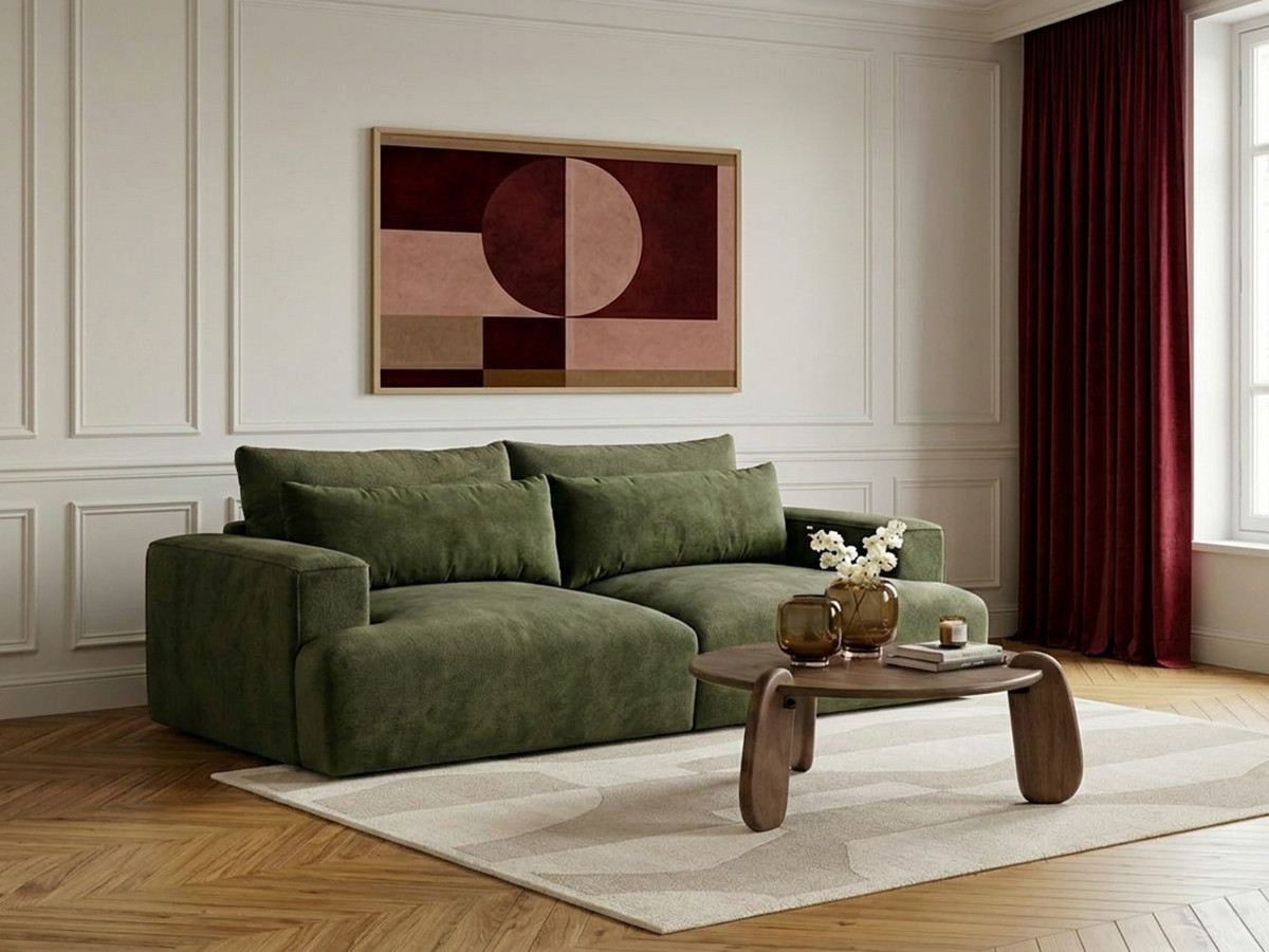 Canapé droit 3 places assise profonde TWINY lisse vert — vue 6