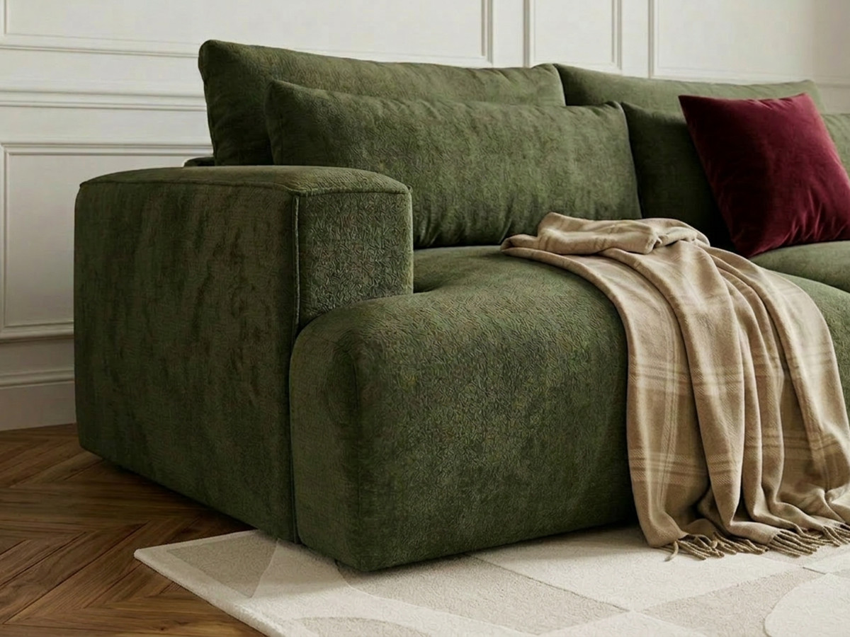 Sofa 3-osobowa z głębokim siedziskiem nierozkładana TWINY gładka tkanina