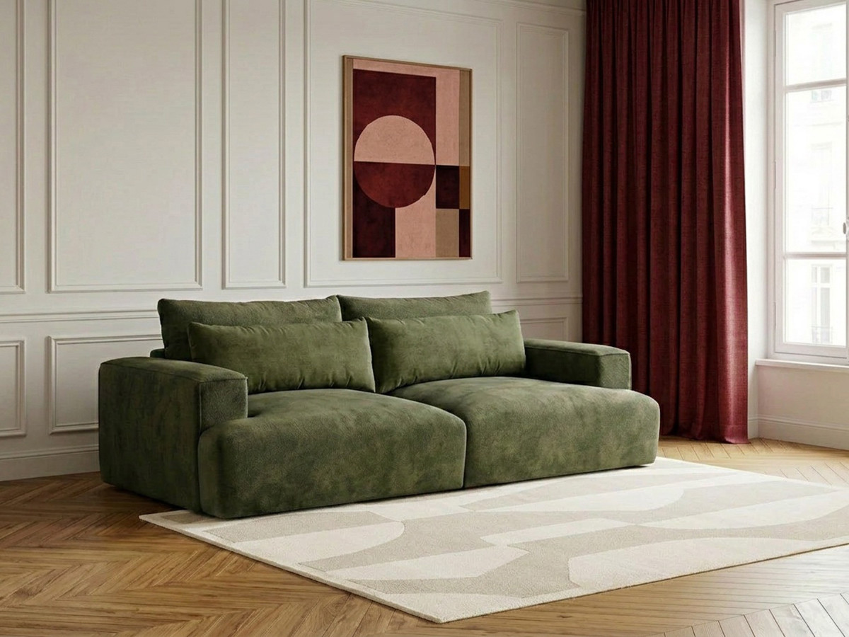 Sofa 3-osobowa z głębokim siedziskiem nierozkładana TWINY gładka tkanina