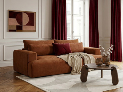 Canapé droit fixe 3 places assise profonde TWINY tissu lisse