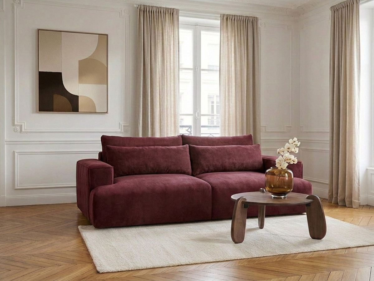 Canapé droit 3 places assise profonde TWINY lisse rouge — vue 6