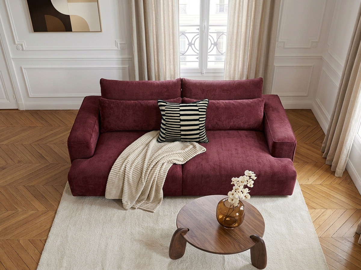 Canapé droit 3 places assise profonde TWINY lisse rouge — vue 5