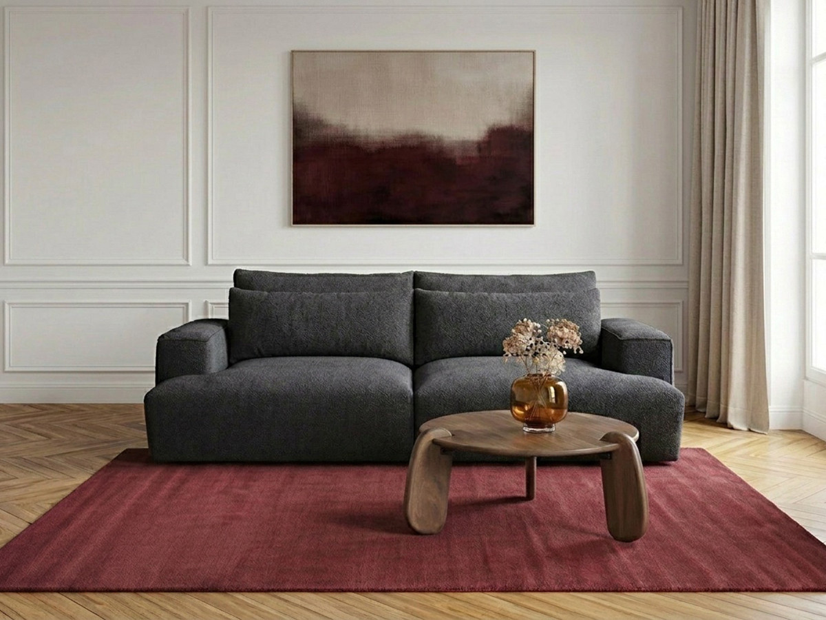 Sofa 3-osobowa z głębokim siedziskiem nierozkładana TWINY gładka tkanina