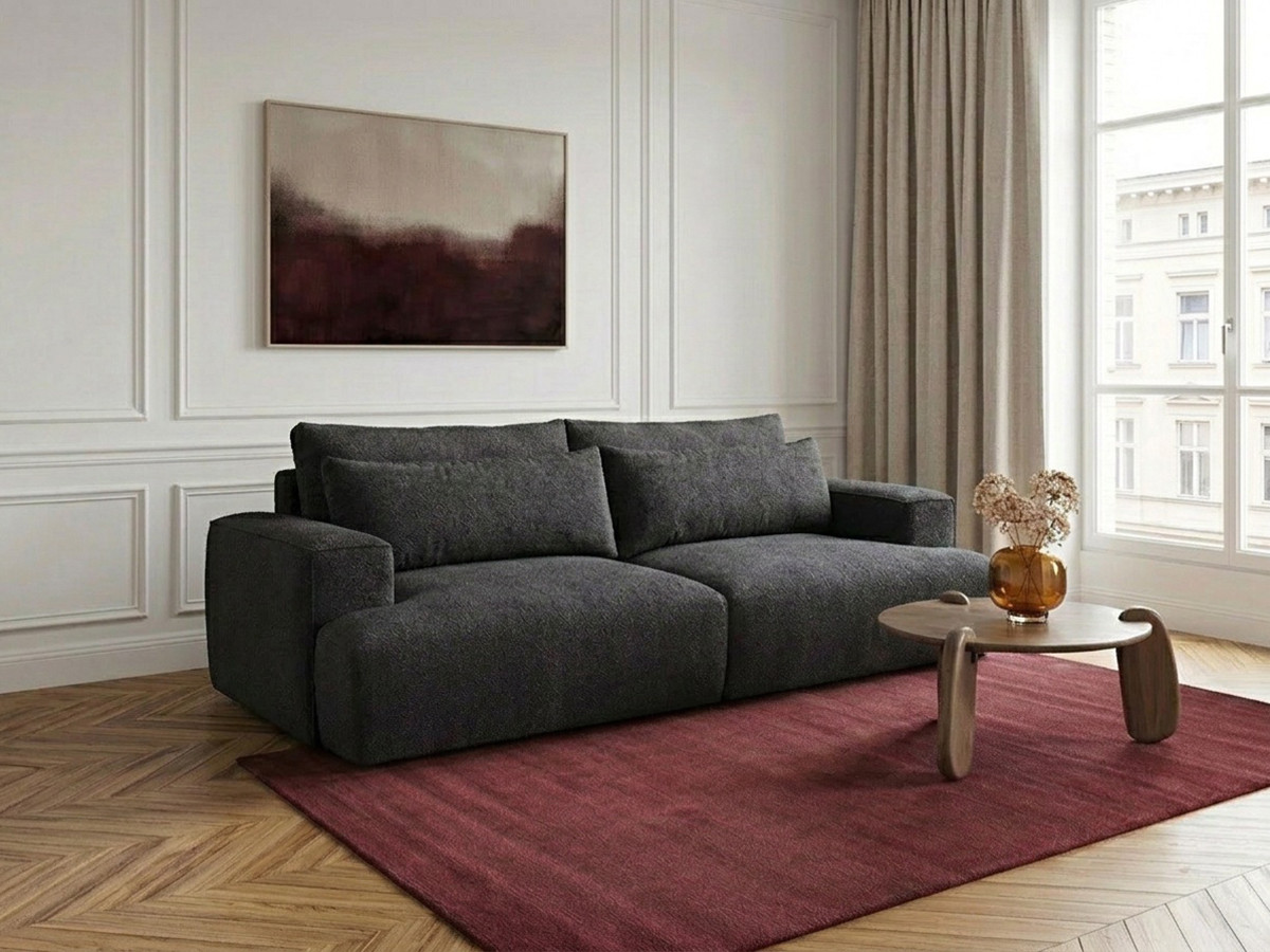 Sofa 3-osobowa z głębokim siedziskiem nierozkładana TWINY gładka tkanina