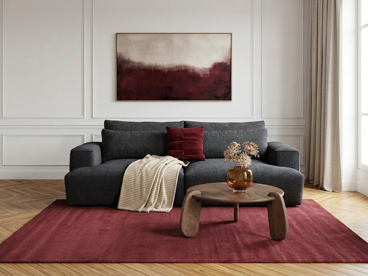 Sofa 3-osobowa z głębokim siedziskiem nierozkładana TWINY gładka tkanina