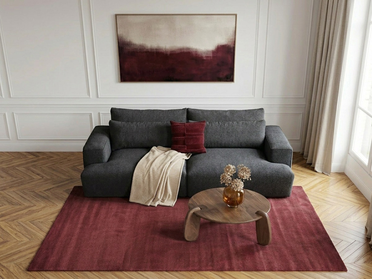 Canapé droit 3 places assise profonde TWINY lisse gris foncé — vue 5