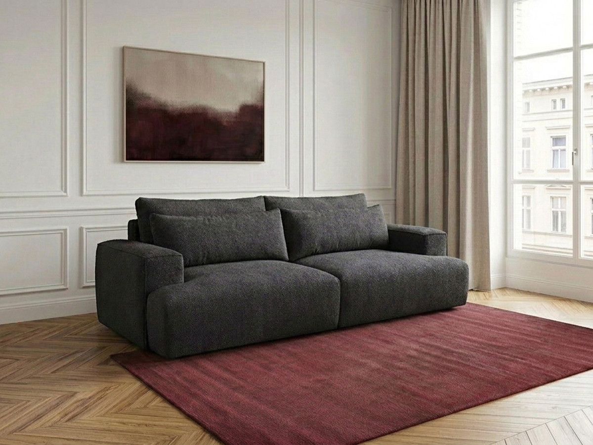 Sofa 3-osobowa z głębokim siedziskiem nierozkładana TWINY gładka tkanina
