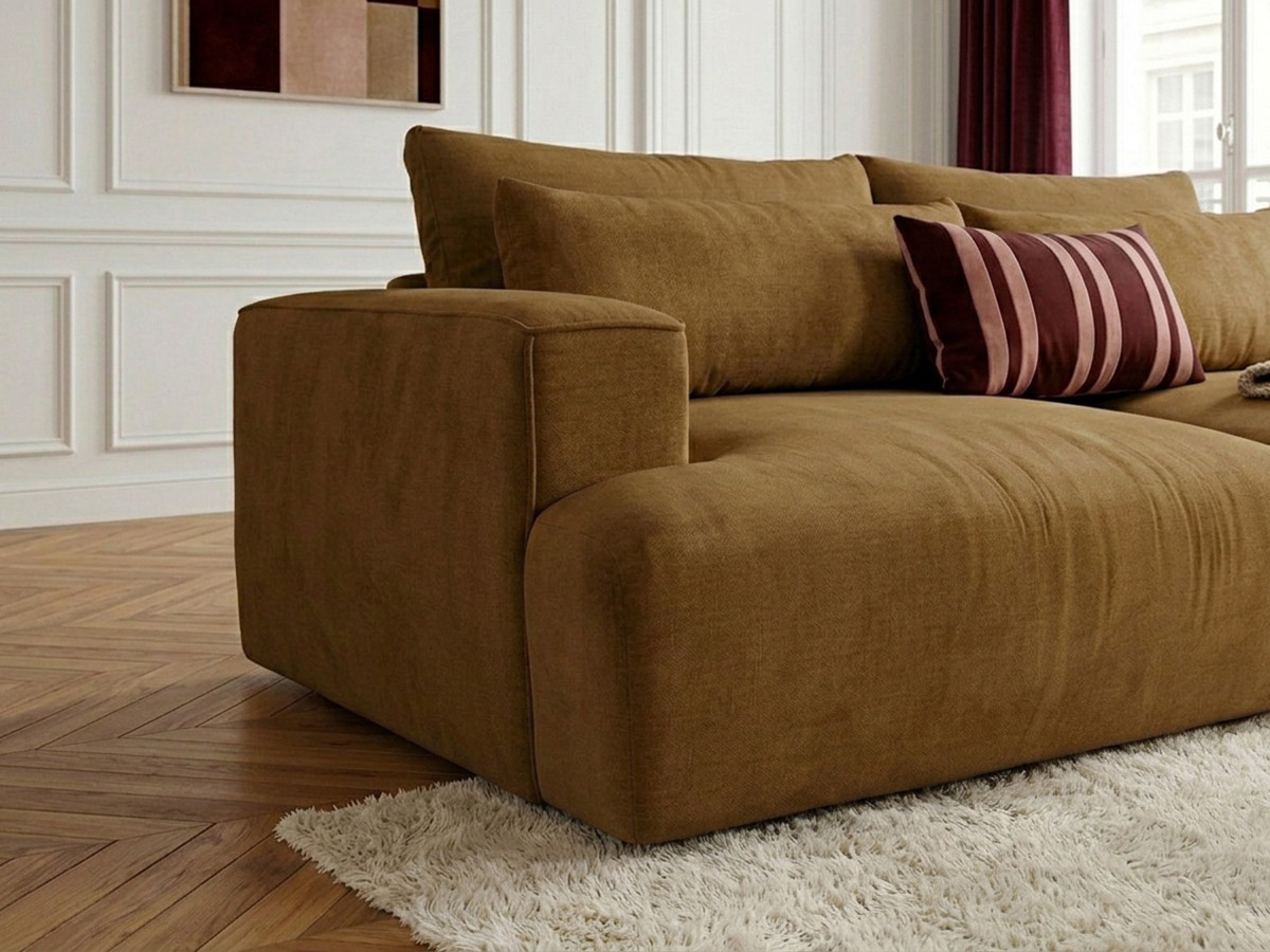 Sofa 3-osobowa z głębokim siedziskiem nierozkładana TWINY gładka tkanina