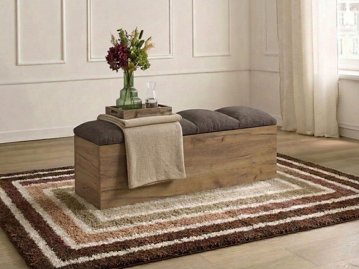 Bout de lit KUMO texturé taupe