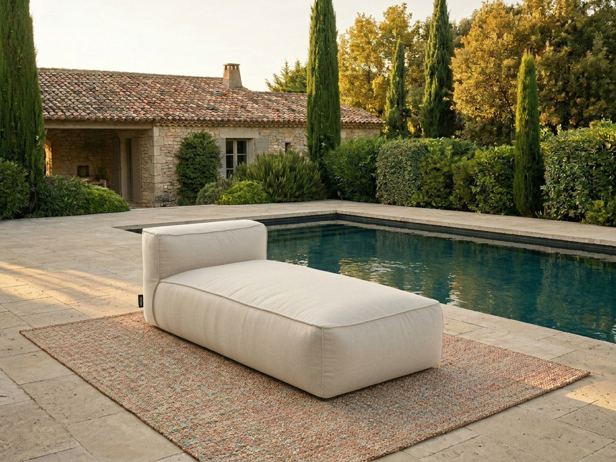 Chaise longue zonder armleuningen voor de modulaire tuinbank GIULIA met beschermhoes