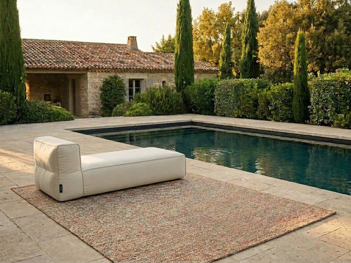 Chaise longue zonder armleuningen voor de modulaire tuinbank GIULIA met beschermhoes