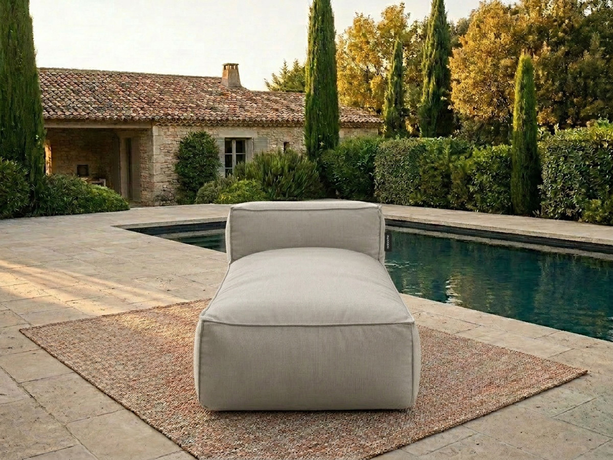 Méridienne sans accoudoir pour canapé de jardin modulable GIULIA avec bâche de protection beige — vue 4