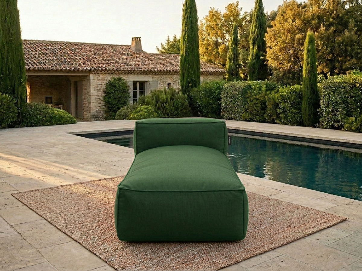 Méridienne sans accoudoir pour canapé de jardin modulable GIULIA avec bâche de protection vert — vue 4