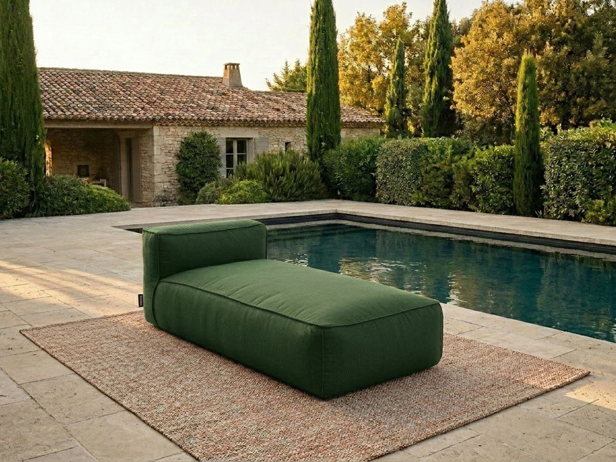 Chaise longue zonder armleuningen voor de modulaire tuinbank GIULIA met beschermhoes