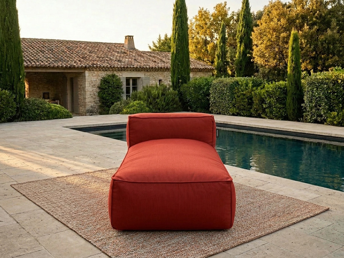 Méridienne sans accoudoir pour canapé de jardin modulable GIULIA avec bâche de protection rouge — vue 4