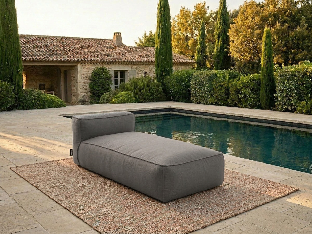 Chaise longue zonder armleuningen voor de modulaire tuinbank GIULIA met beschermhoes