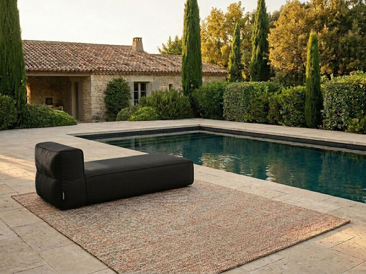 Méridienne sans accoudoir pour canapé de jardin modulable GIULIA avec bâche de protection noir — vue 5