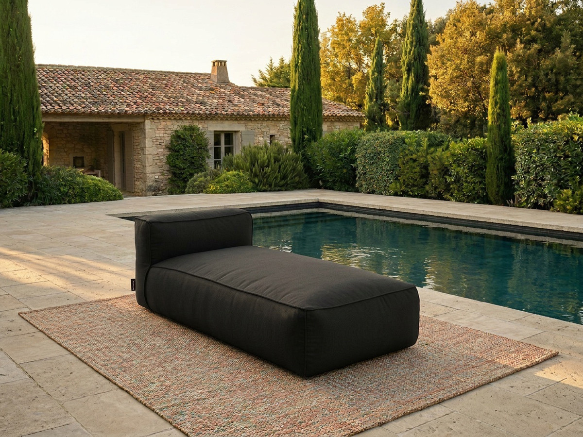 Méridienne sans accoudoir pour canapé de jardin modulable GIULIA avec bâche de protection noir