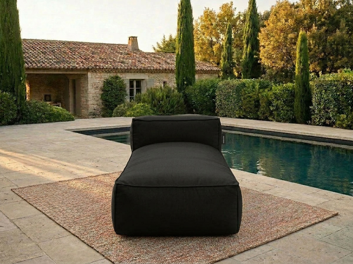 Méridienne sans accoudoir pour canapé de jardin modulable GIULIA avec bâche de protection noir — vue 4