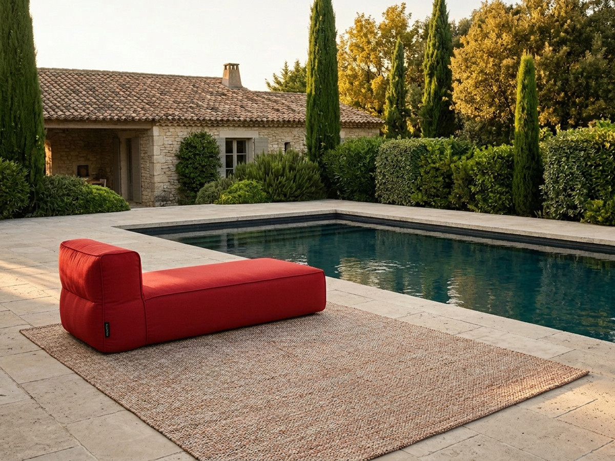 Chaise longue zonder armleuningen voor de modulaire tuinbank GIULIA met beschermhoes