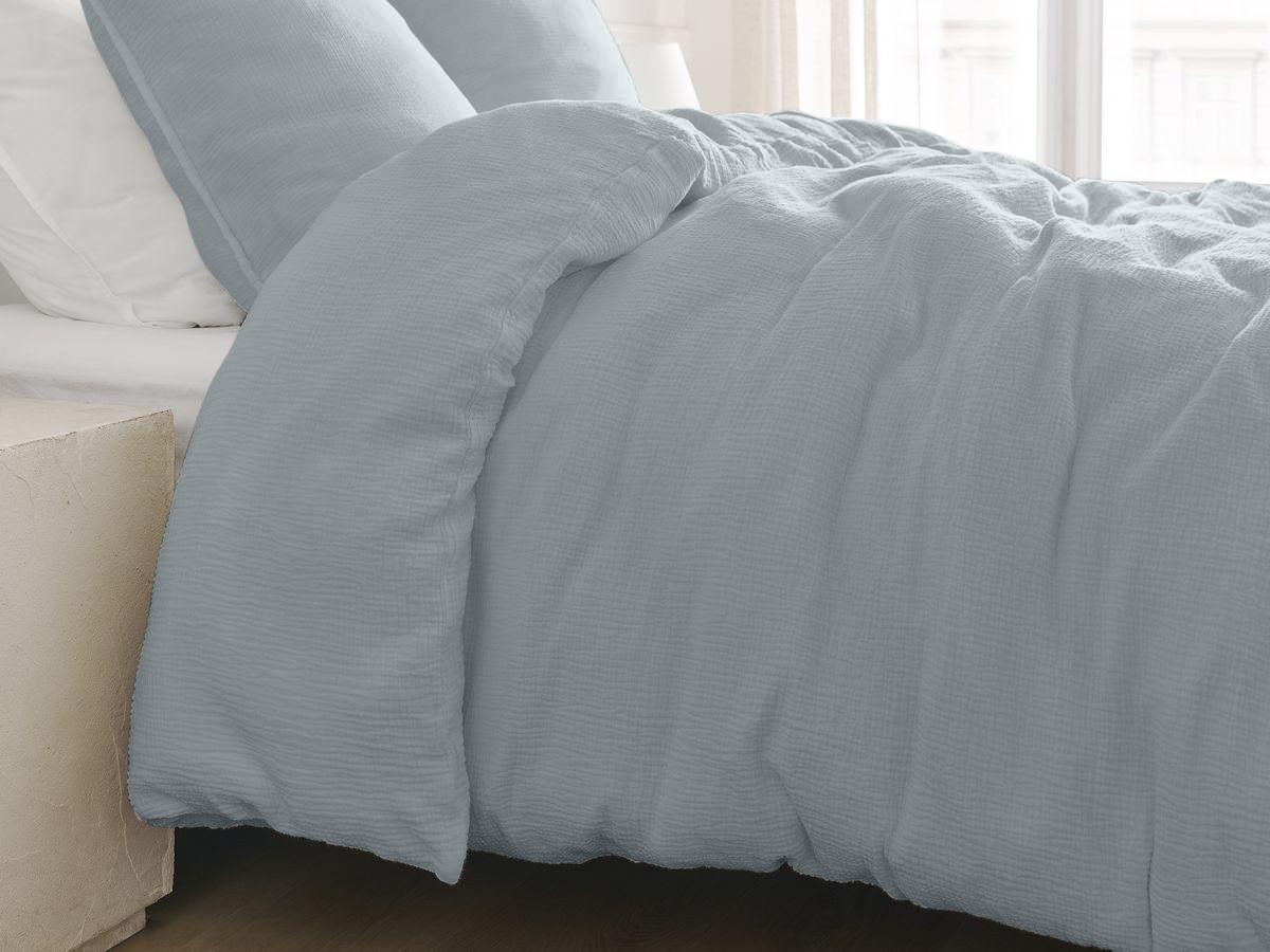Parure de lit adulte en Gaze de coton HESTIA avec une housse de couette, taies d'oreiller