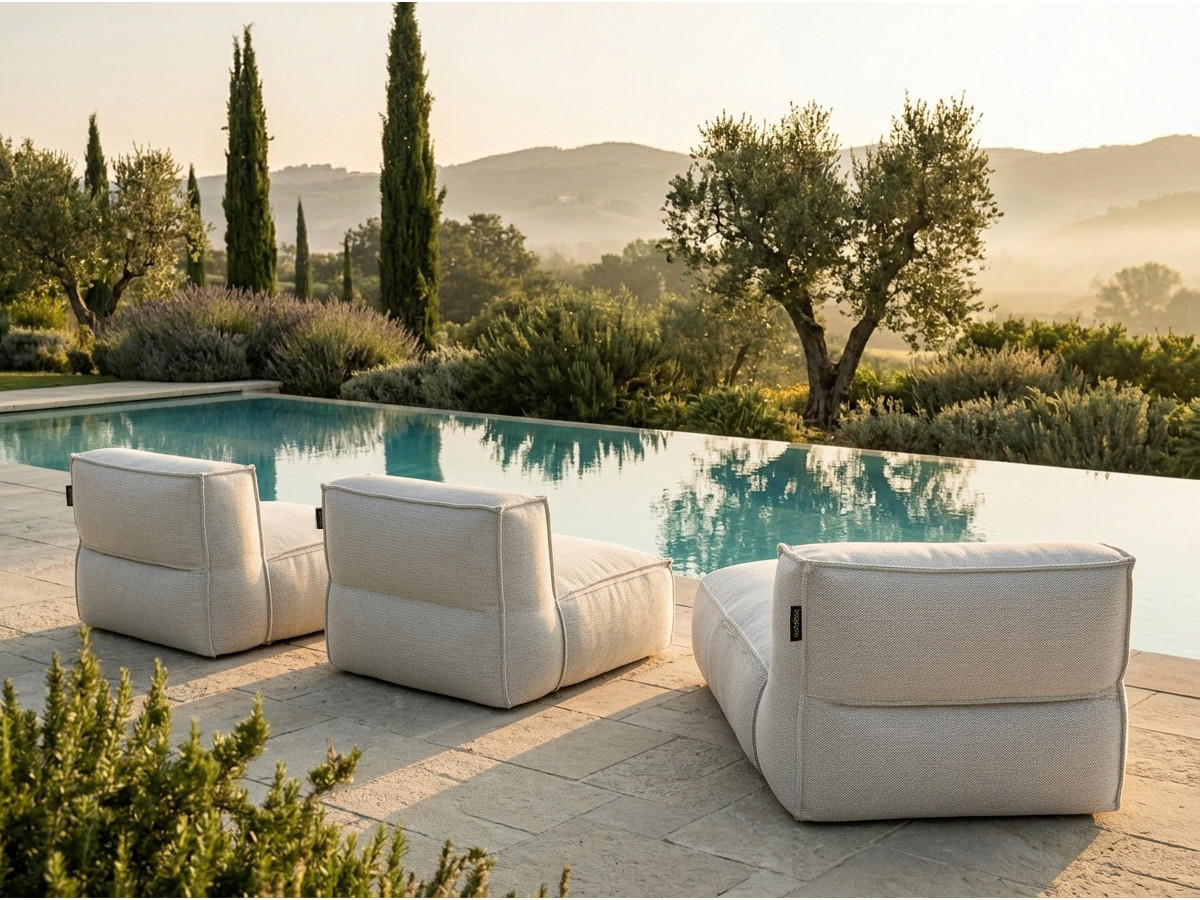 Canapé de jardin modulable BIARRITZ avec bâche de protection, beige — vue 5