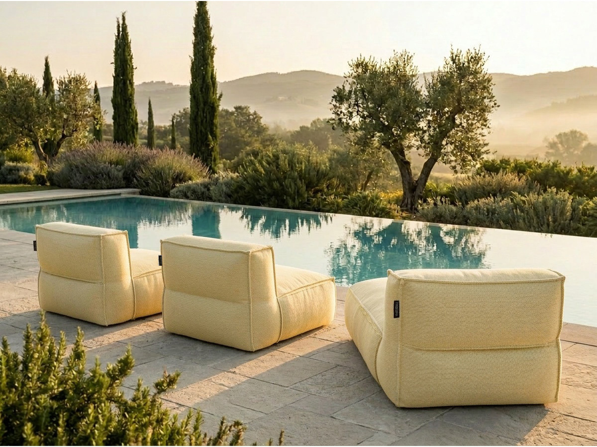 Canapé de jardin modulable BIARRITZ avec bâche de protection, jaune — vue 5