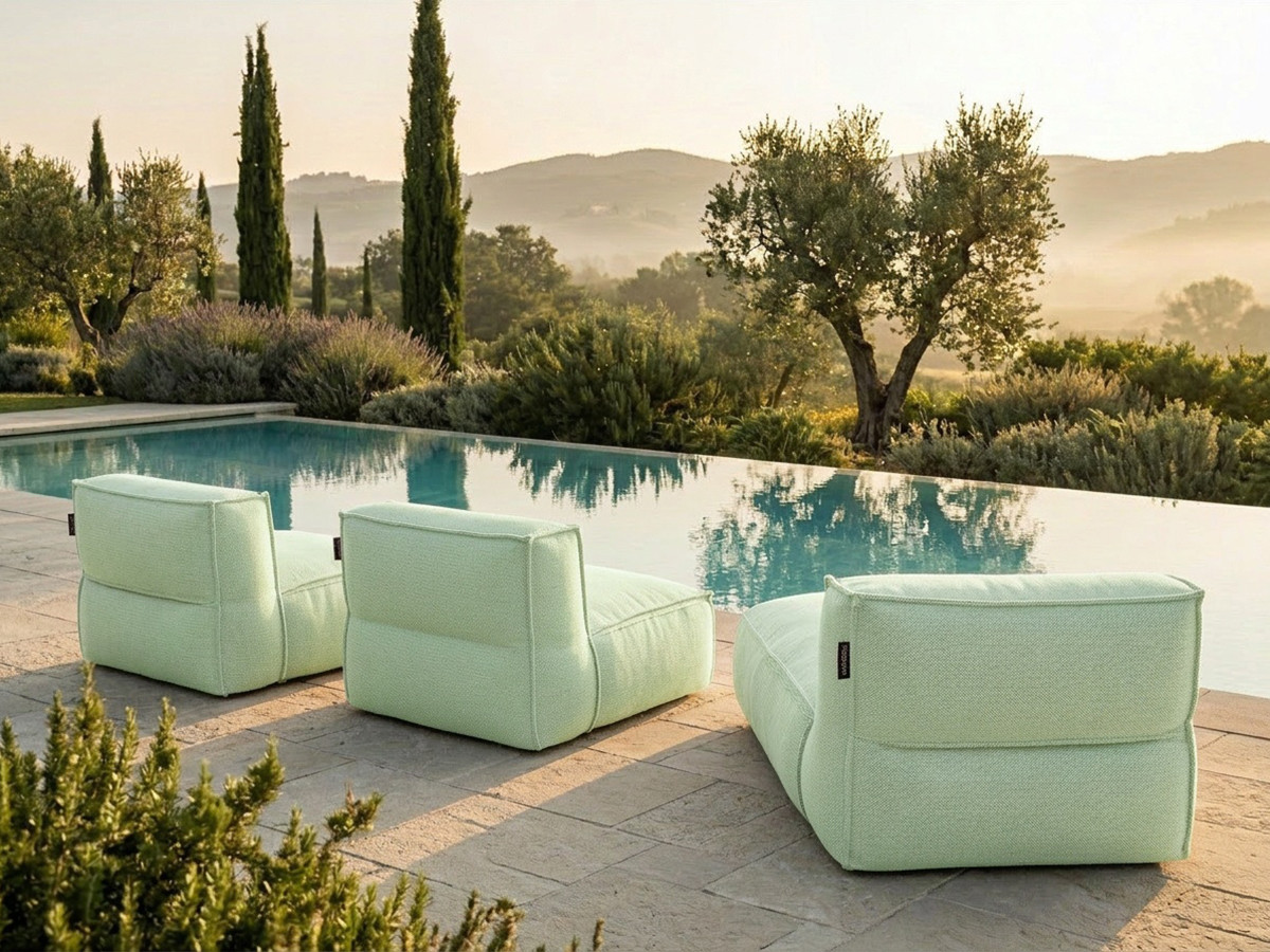 Canapé de jardin modulable BIARRITZ avec bâche de protection, vert — vue 5