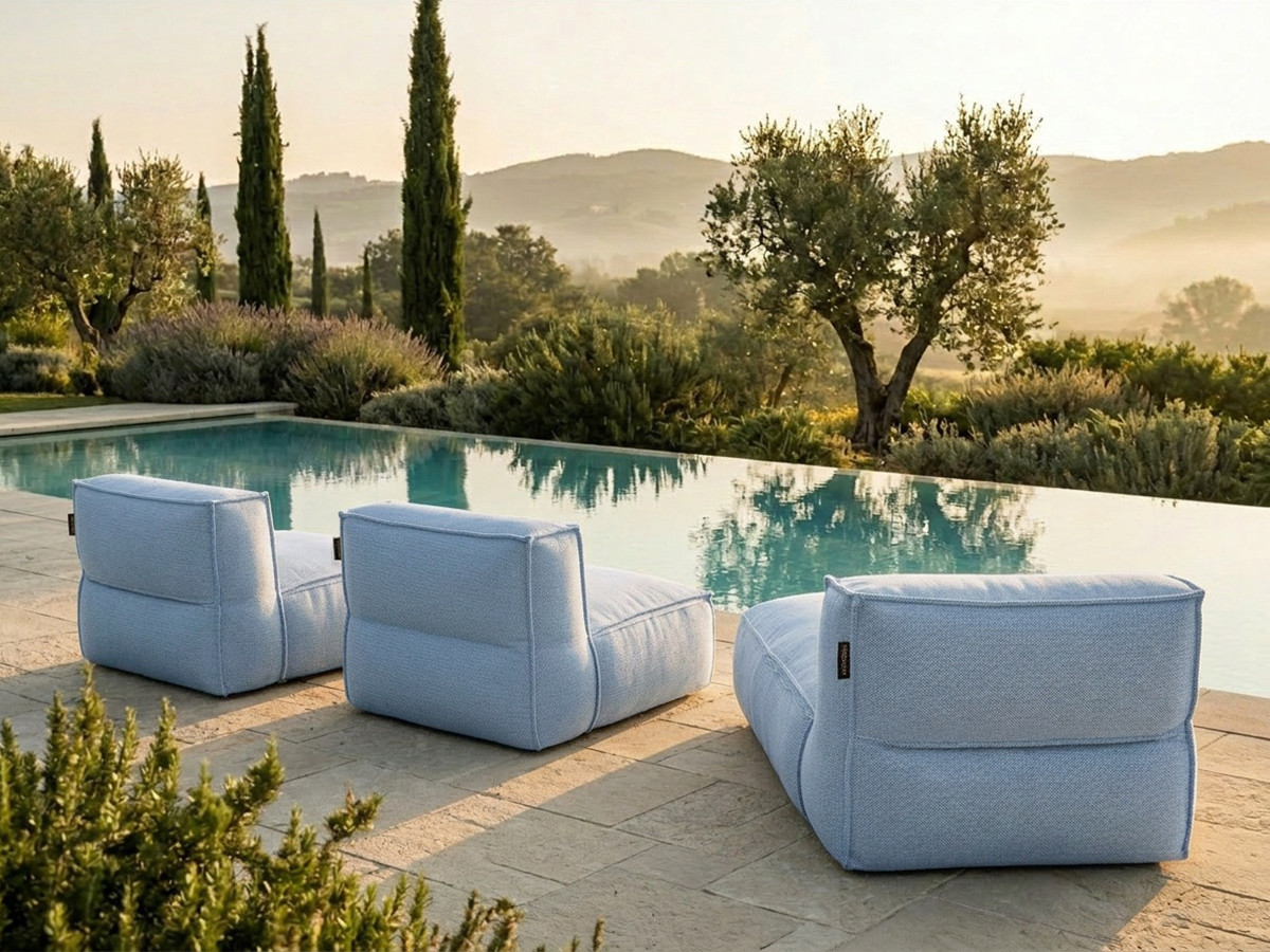 Canapé de jardin modulable BIARRITZ avec bâche de protection, bleu — vue 5