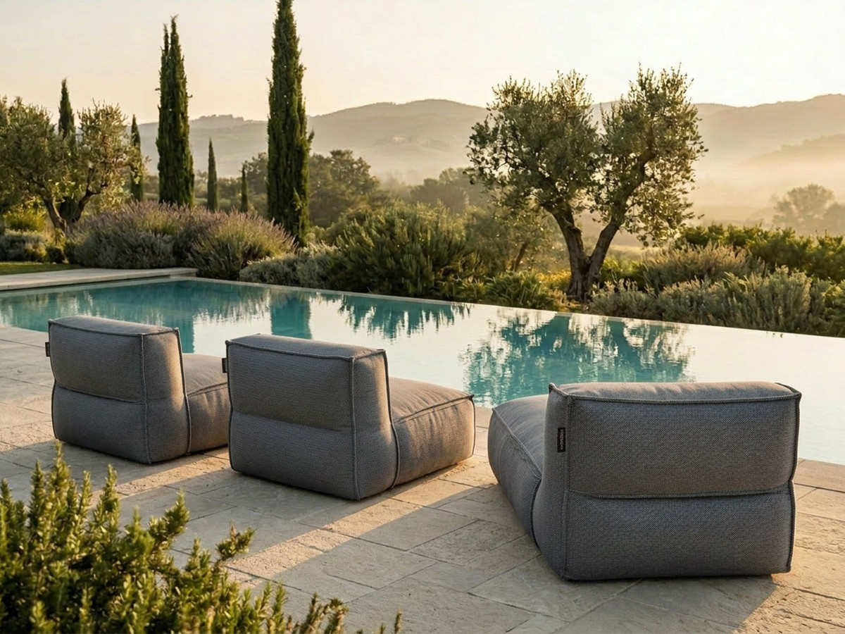 Canapé de jardin modulable BIARRITZ avec bâche de protection, noir — vue 5