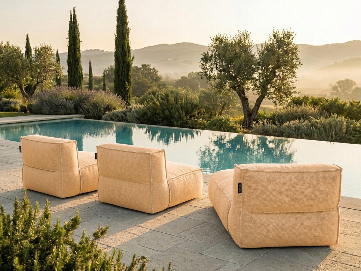 Canapé de jardin modulable BIARRITZ avec bâche de protection, orange — vue 5