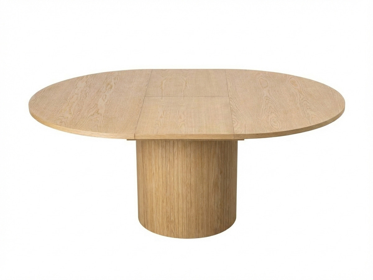 Uitschuifbare eettafel D.130 tot D.180 cm SORMIOU massief eiken fineer