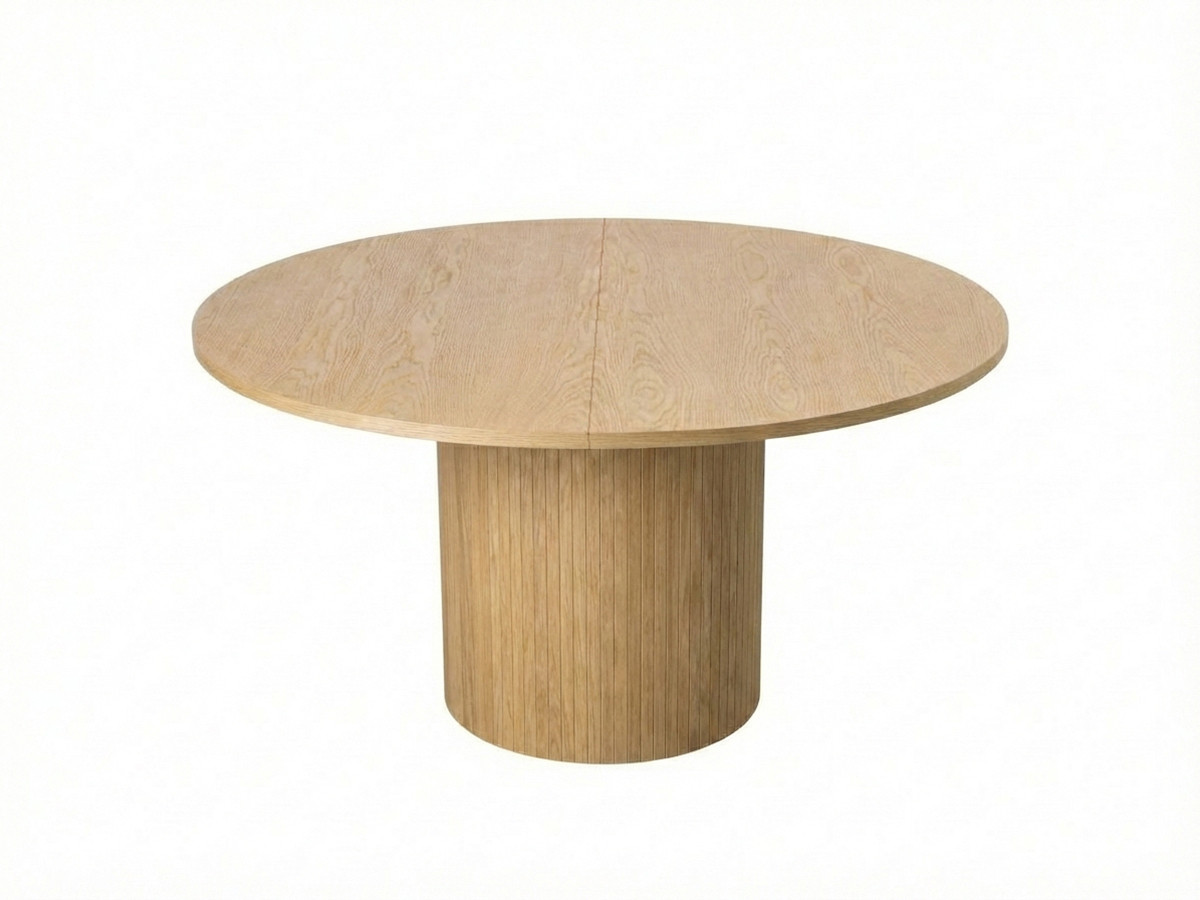 Table à manger extensible D.130 à D.180 cm SORMIOU placage chêne massif marron clair — vue 3